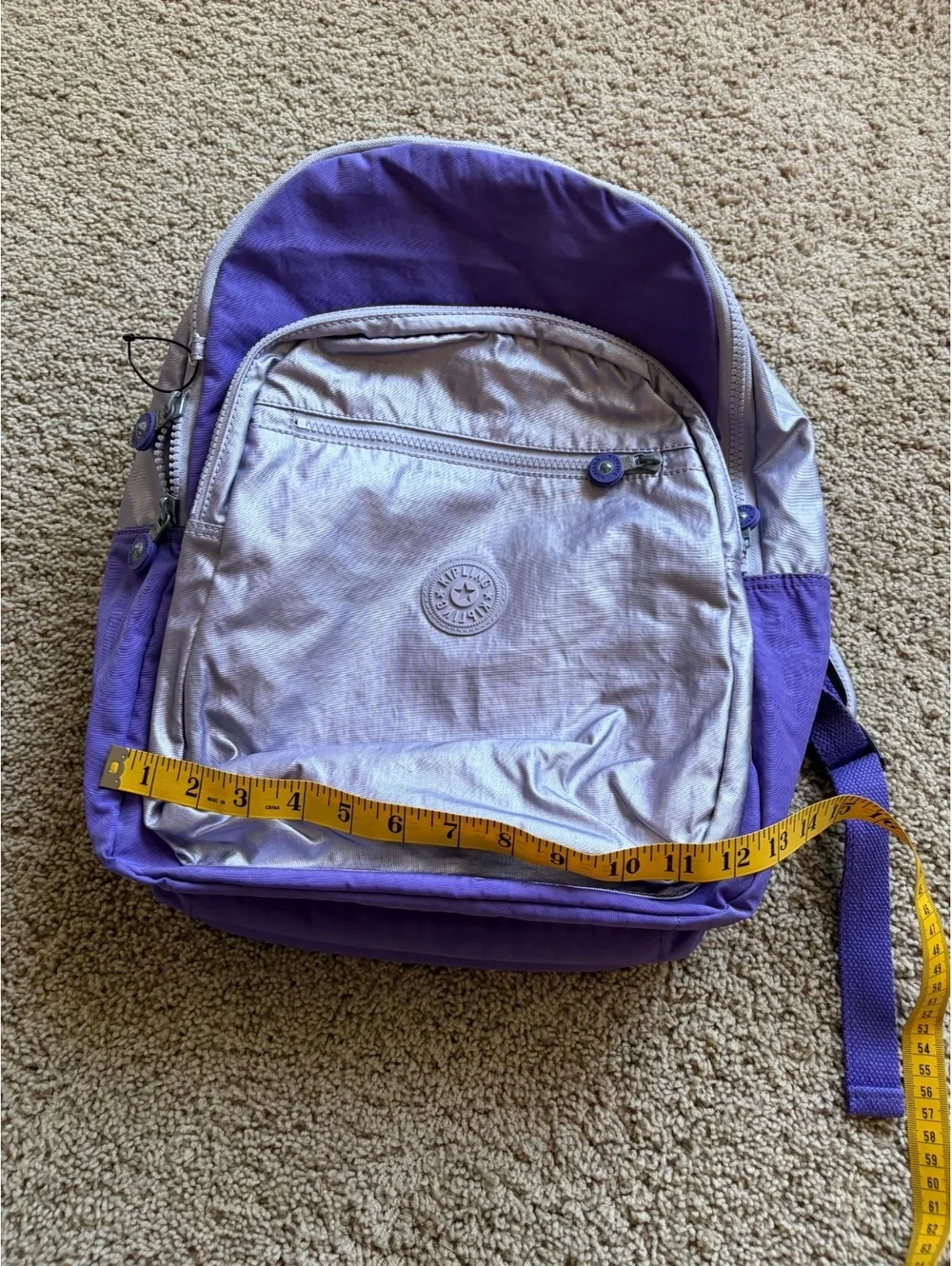 Kipling Seoul Large Metallic Purple Laptop Backpack  NWOT two tone